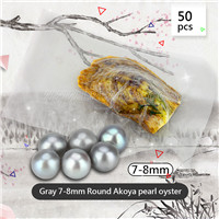 Elegant Gray 7-8mm Round Akoya pearl oyster 50pcs