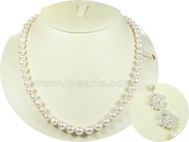 6.5-7mm white baroque akoya pearl necklace on sale