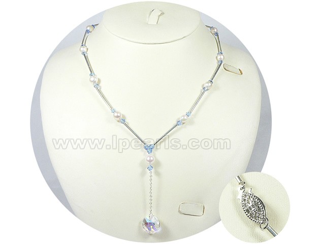 6.5-7mm white akoya pearl necklace in tin cup style