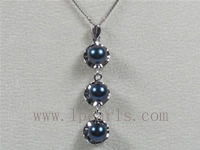 three pieces black 6.5-7mm akoya pearl pendant