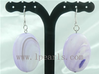 wholesale purple ellipse shell sterling silver dangling earrings