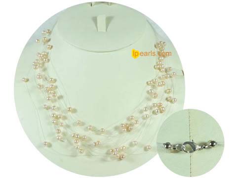 4-4.5mm pink potato freshwater pearl necklace on wholesale