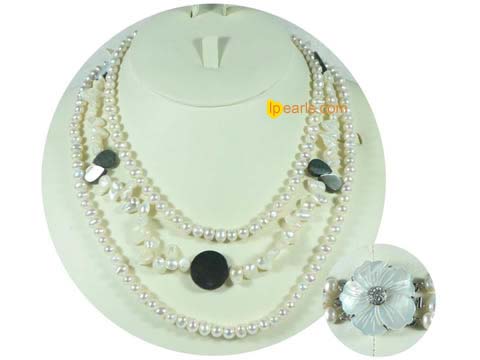Neckalce made of blister jewelry  pearls & potato shaped pearls