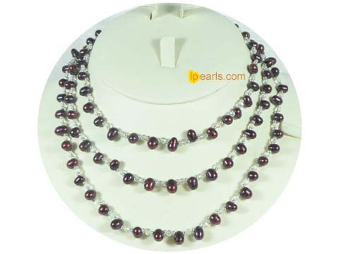 5-6mm side-drilled potato shaped pearl necklace