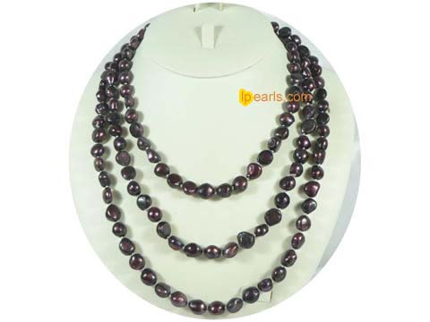 wholesale 10-11mm wine red nugget freshwater pearl necklace
