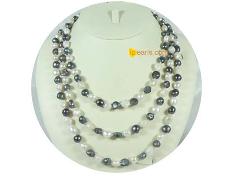 wholesale white and black nugget freshwater pearl necklace