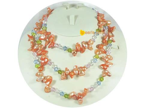 wholesale 8-14mm orange blister freshwater pearl necklace