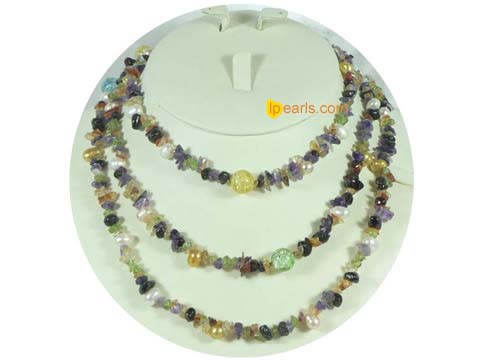Wholesale side drilled pearls and tourmaline long necklace