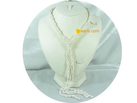two strands 6-7mm freshwater rice pearl necklace