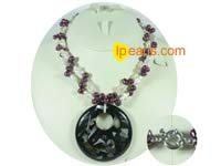 wholesale purple cross shape freshwater pearl necklace