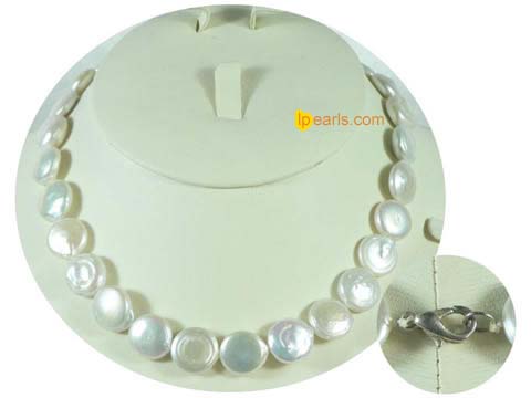 12mm white coin jewelry pearl necklace