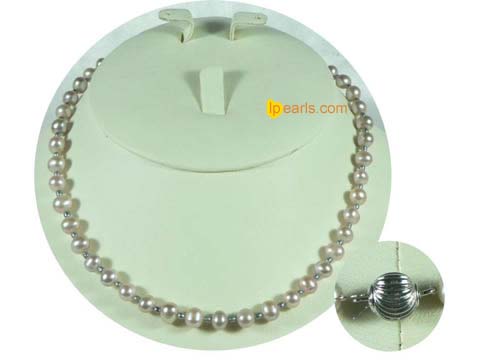 7-8mm lavender freshwater pearl necklace with crystal fitting