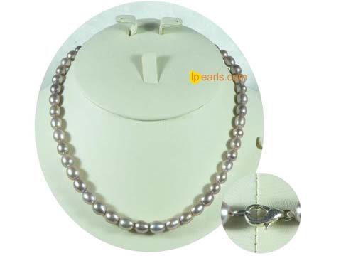 6-7mm purple color rice freshwater pearl necklace