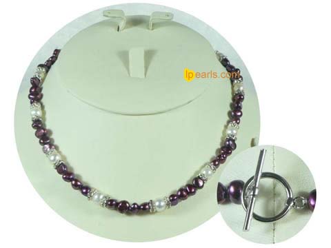 6-7mm nugget and potato pearl jewelry necklace with zircon
