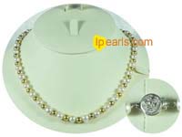 7-8mm white potato pearls with gold color ball neckalce