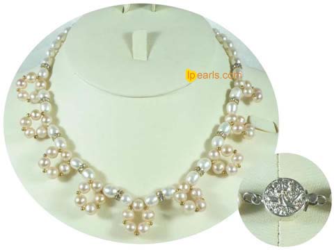 6-7mm rice white freshwater jewelry pearl necklace