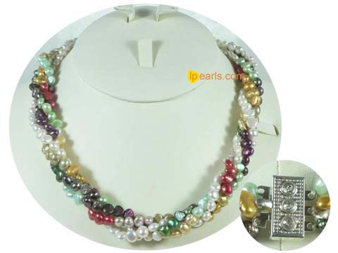 four strands twisted nugget pearl necklace wholesale