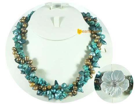 topdrill and blister necklace with turquoise beads
