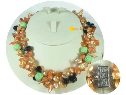 blister freshwater pearl necklace with crystal and turquoise