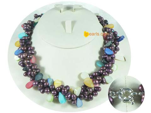 top drilled freshwater pearl with heart shape shell necklace