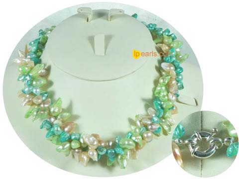 elegant multi color blister freshwater pearl necklace