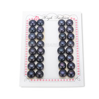 11-12mm half-drill black loose bread pearls 16 pairs