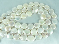 12mm natural white freshwater coin pearl strands from China