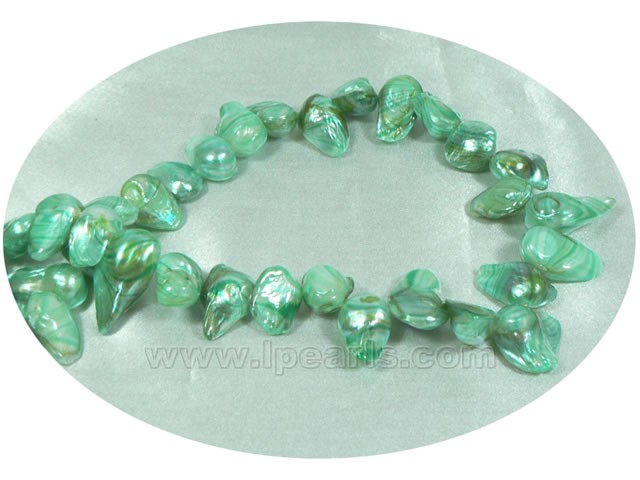 light green 10*15mm blister freshwater pearl strands