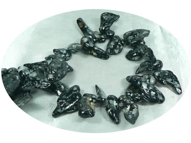 white and black colors 12*22mm blister freshwater pearl strands