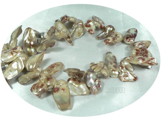 flower printed 12*25mm blister freshwater pearl strands