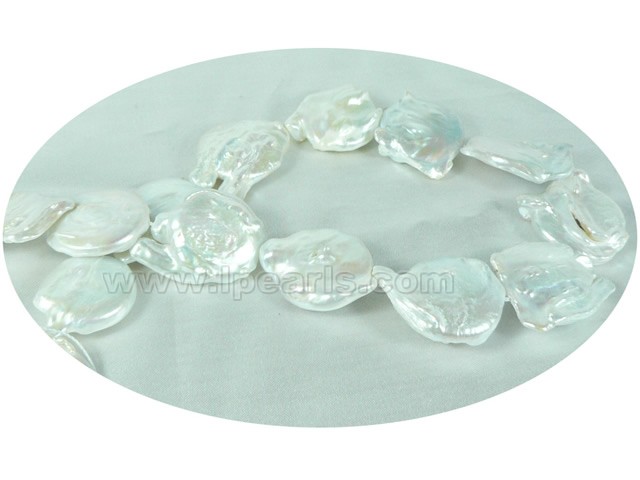 natural 25*30mm white freshwater keishi  pearl strands