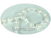 gorgeous 13*20mm white and pink fireball shape freshwater pearl