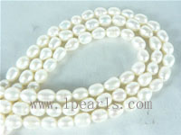 5-6mm natural white freshwater rice pearl strands on wholesale