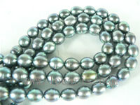 7-8mm peacock green freshwater rice pearl strands on wholesale