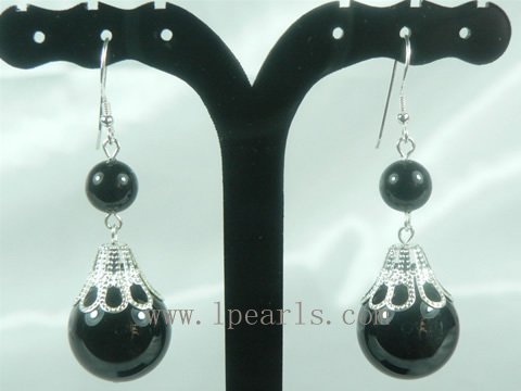 black agate sterling silver dangling earrings on wholesale