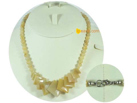 yellow gradual change square jade beads necklace jewelry
