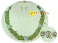 wholesale fashion green detritus necklace with 9mm bowlders