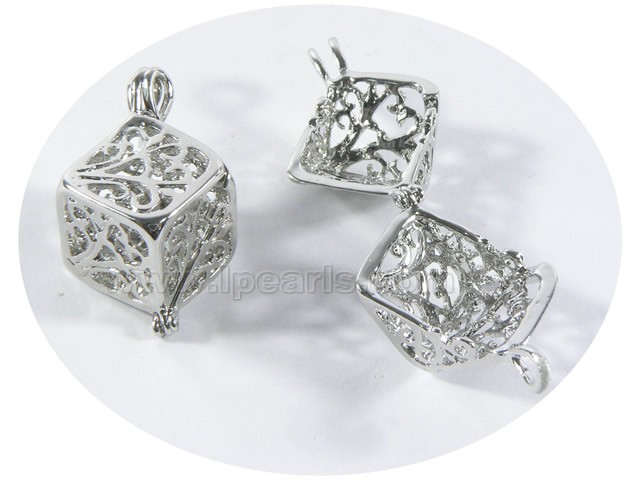 5pcs silver color cube shape 18K GP pendant accessories