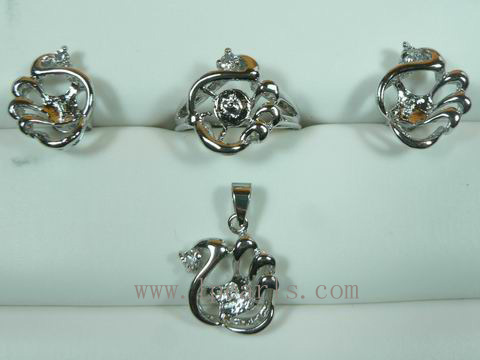 flower design 18k gp jewelry mounting set