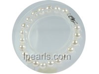 wholesale 7-7.5mm white round akoya pearl bracelet