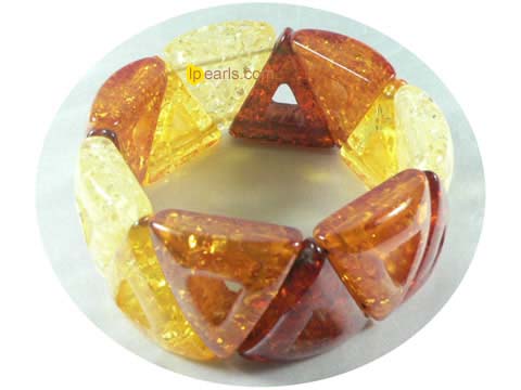 30mm multicolor triangle shape stretchy amber bracelet