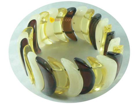 28mm multicolor luniform shape stretchy amber bracelet