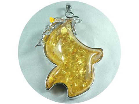 5ps 50mmx76mm orange amber pendant with 18K GP mounting