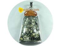 5ps 30mmx56mm shape amber pendant with 18K GP mounting