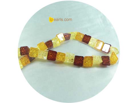 5 pieces 13mm muti-color pyramidal amber strand