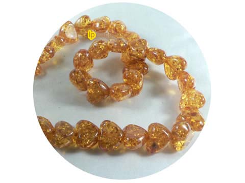 5 pieces 16mm cognac color heart shape amber strand on wholesale