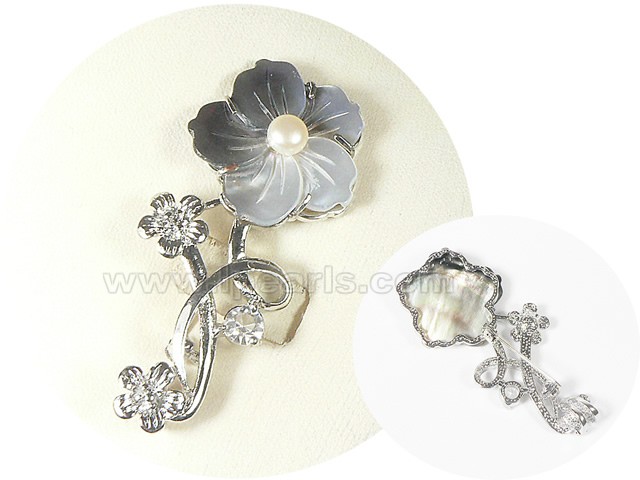 2.5*5.5cm black freshwater pearl brooch with pearl