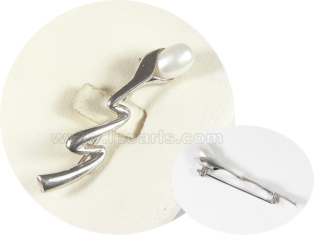 5.5*1cm white snake shape sterling silver brooch