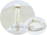 wholesale double rows 5.5mm white stretchy coral bracelet