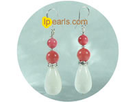 wholesale pink coral and white giant clam shell earrings